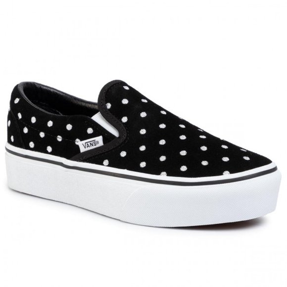 black and white spot vans